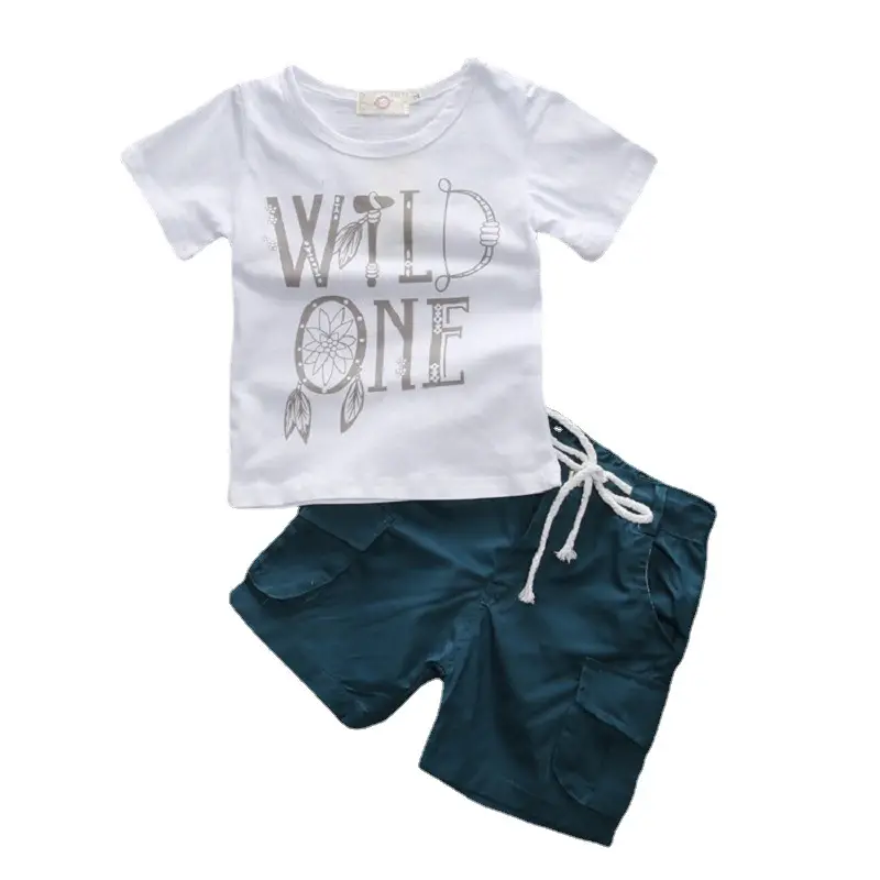 Boys White Letter Printed T-Shirt & Shorts Set - Image 6