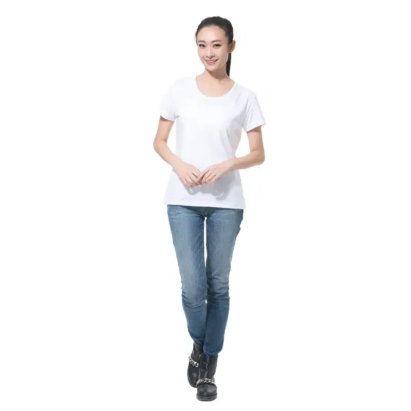 Men's Pure Cotton White Round Neck T-Shirt Short Sleeve