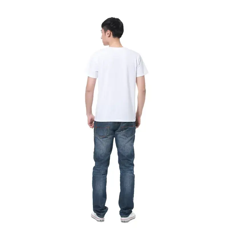 Men's Pure Cotton White Round Neck T-Shirt Short Sleeve