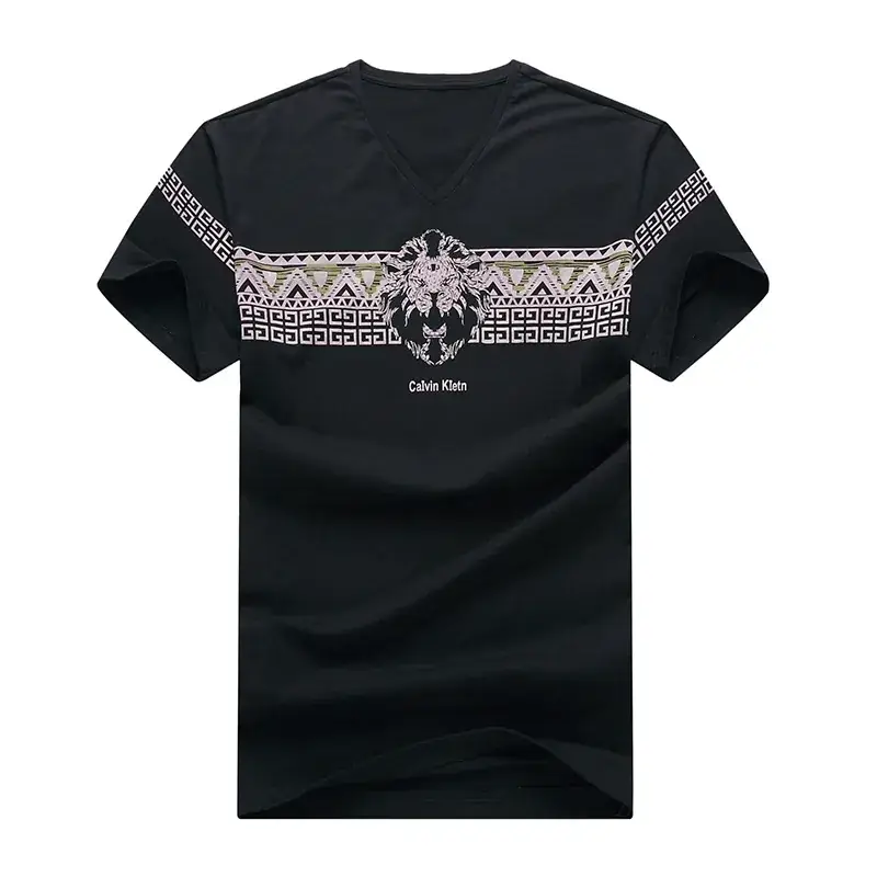 Men Navy Blue V-Neck T-Shirt Extra Large Loose Fit - Image 3