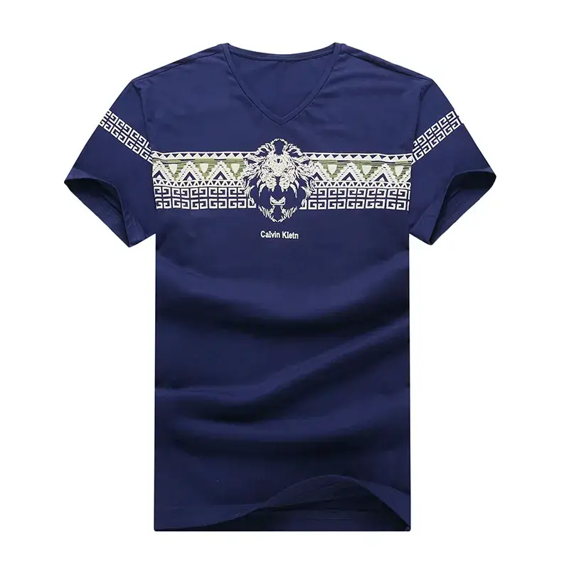 Men Navy Blue V-Neck T-Shirt Extra Large Loose Fit - Image 4