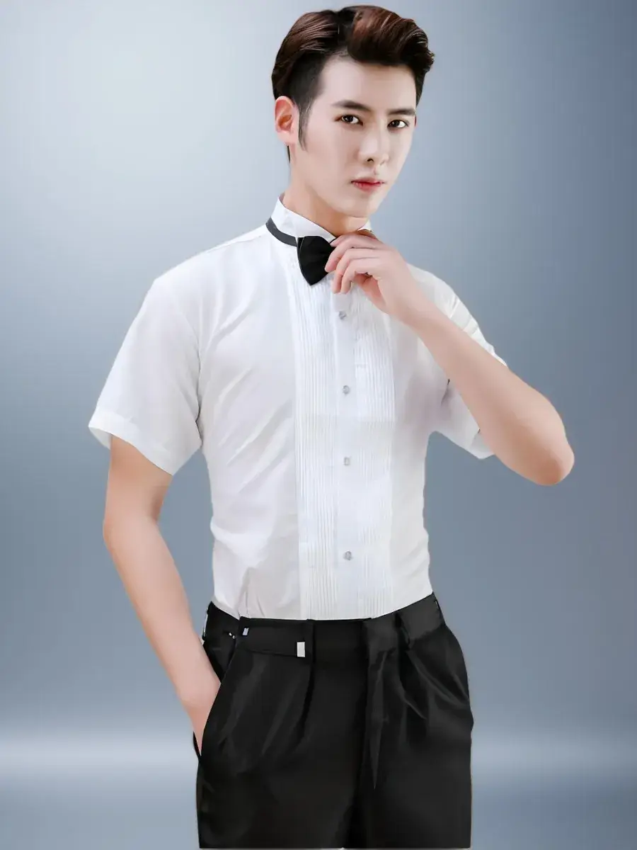 White Slim Fit Short Sleeve Shirt for Boys - Image 2