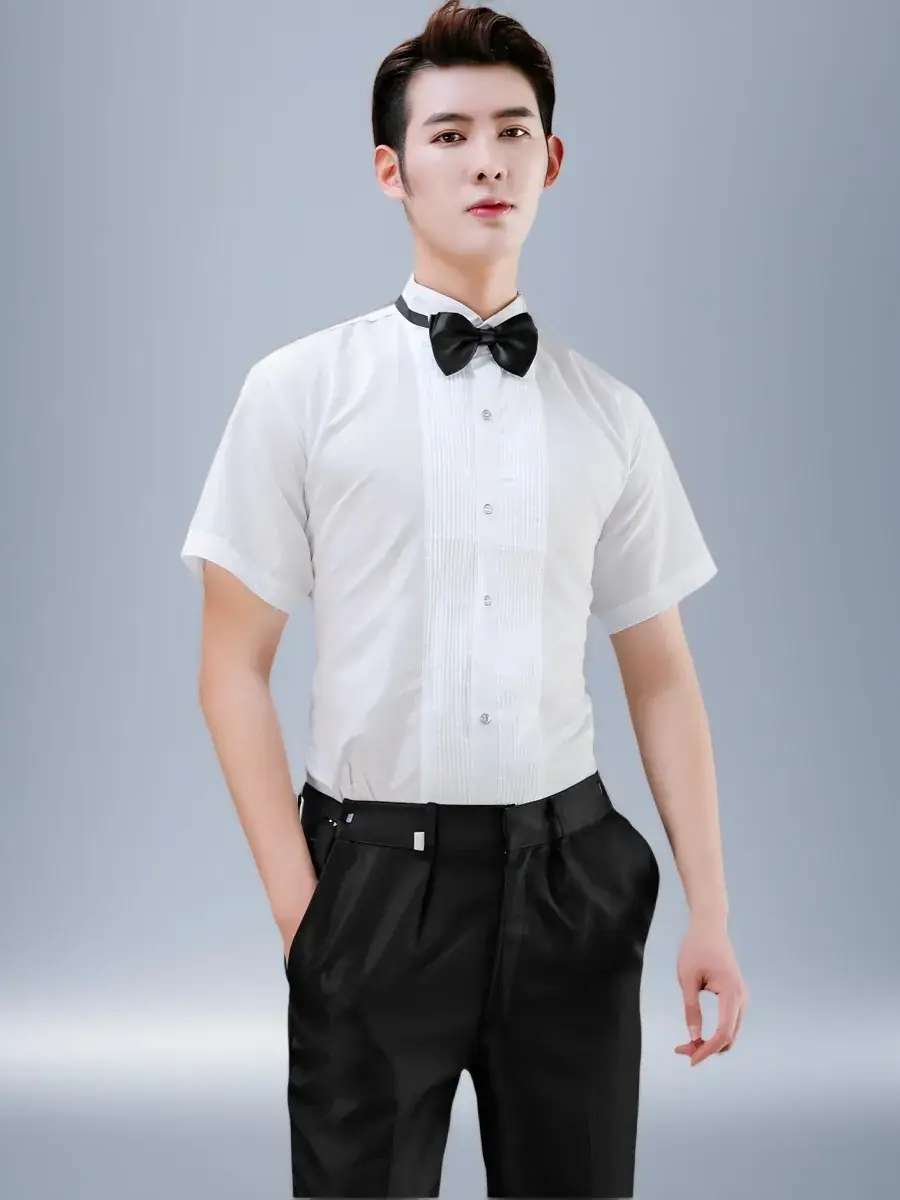 White Slim Fit Short Sleeve Shirt for Boys - Image 3