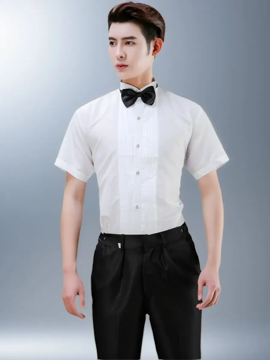 White Slim Fit Short Sleeve Shirt for Boys - Image 4