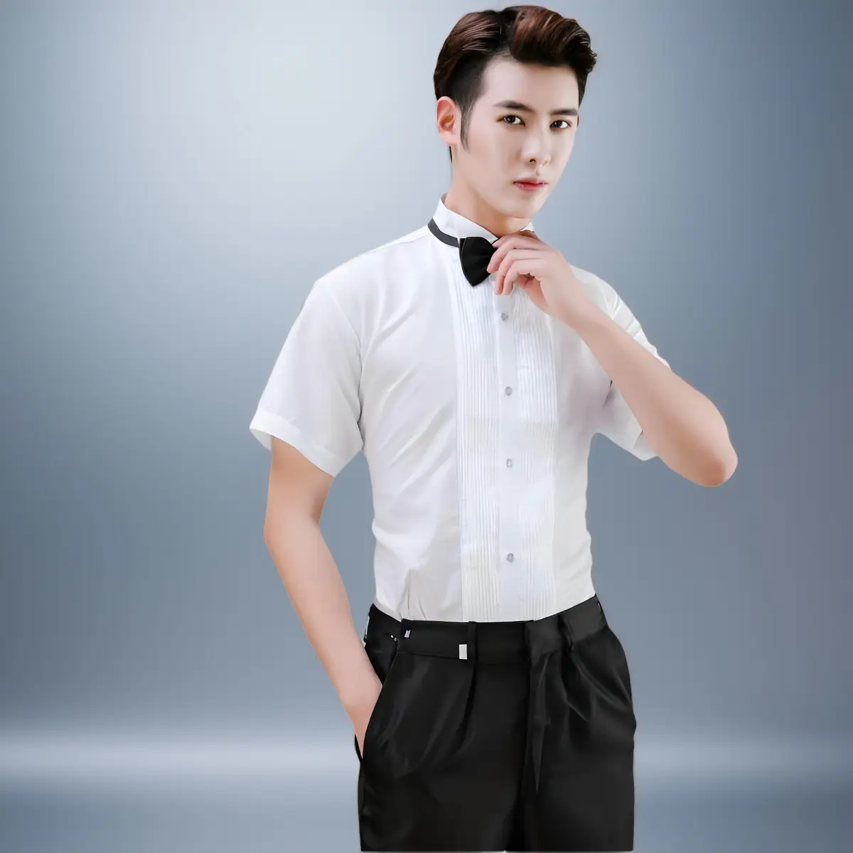 White Slim Fit Short Sleeve Shirt for Boys — feature 10