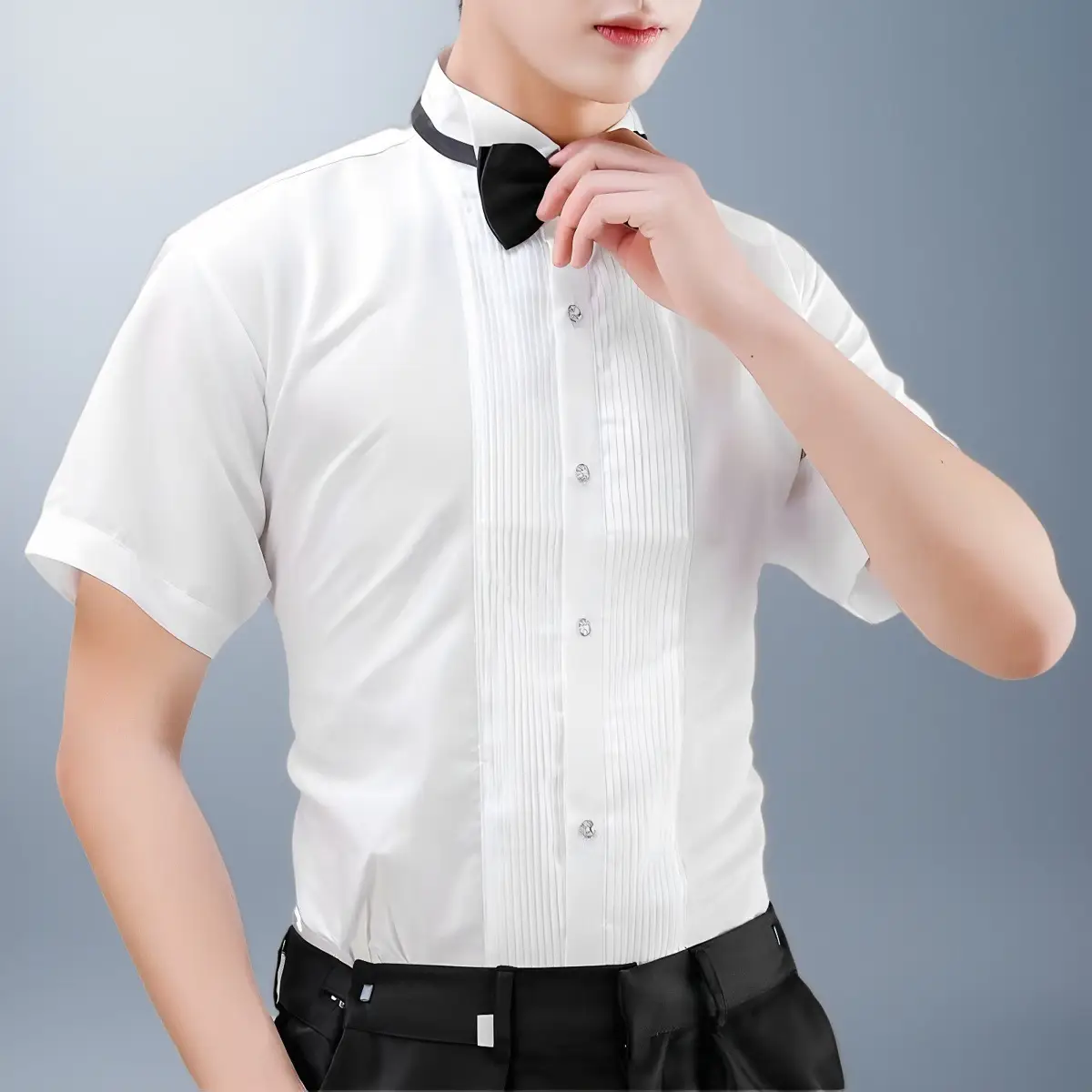 White Slim Fit Short Sleeve Shirt for Boys — feature 12