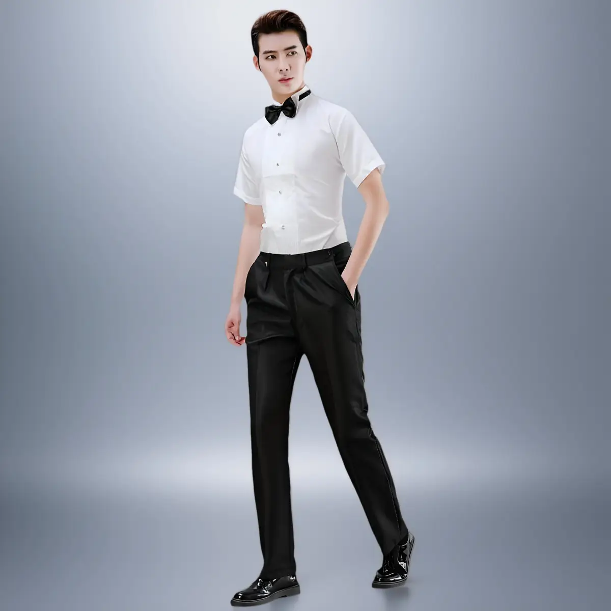 White Slim Fit Short Sleeve Shirt for Boys — feature 6