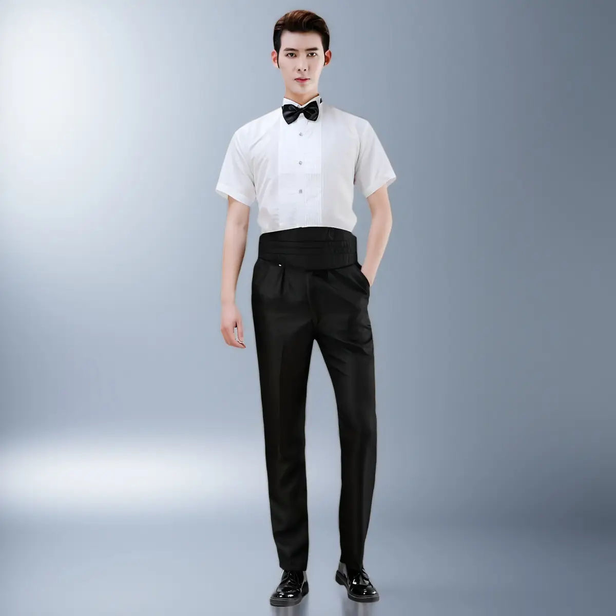 White Slim Fit Short Sleeve Shirt for Boys — feature 7