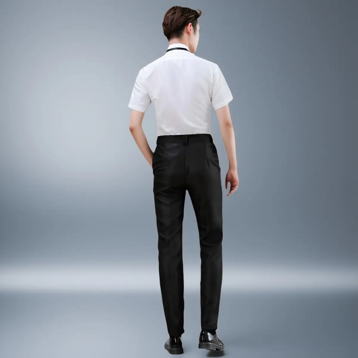 White Slim Fit Short Sleeve Shirt for Boys — feature 8