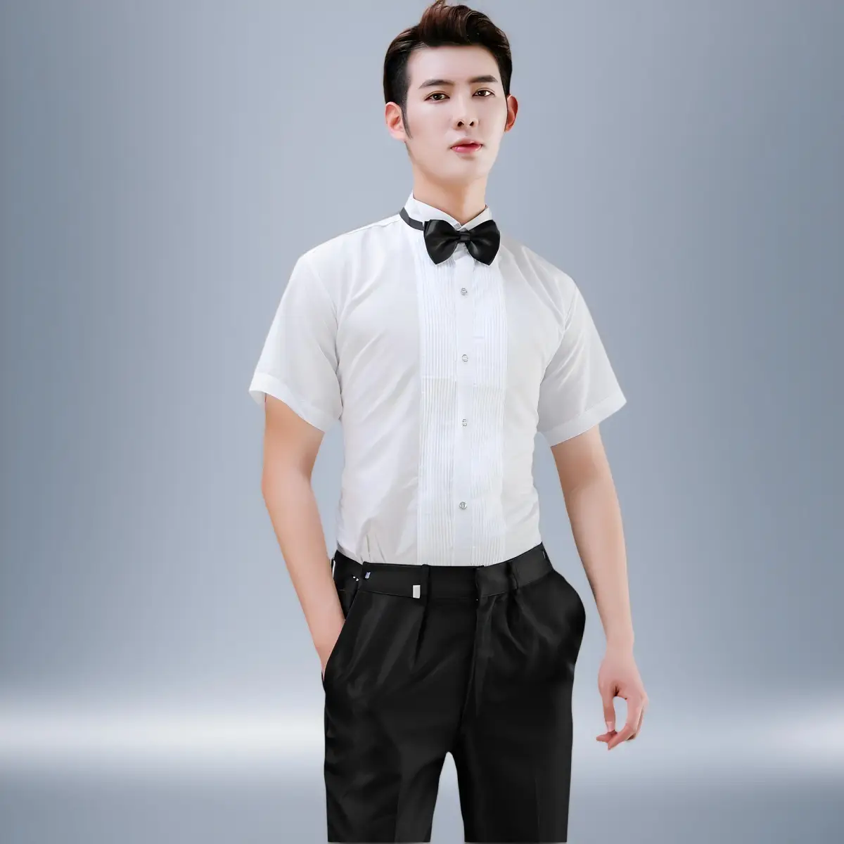 White Slim Fit Short Sleeve Shirt for Boys — feature 9