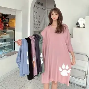 Modal Plus Size Dress Summer Loose Slimming Nightdress — feature 12