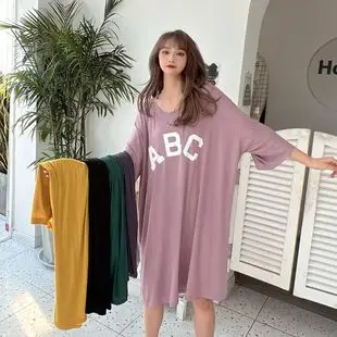 Modal Plus Size Dress Summer Loose Slimming Nightdress — feature 13