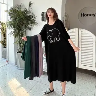 Modal Plus Size Dress Summer Loose Slimming Nightdress — feature 2