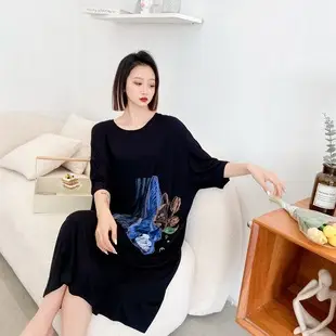 Modal Plus Size Dress Summer Loose Slimming Nightdress — feature 3