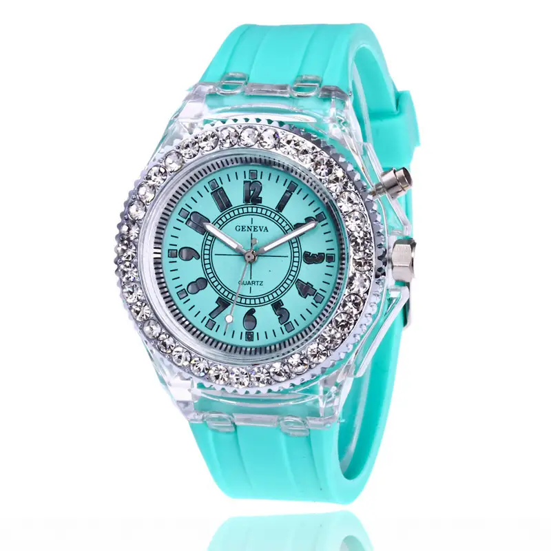Student Transparent Electronic Watch Men's and Women's Neutral Trendy Quartz Luminous Waterproof Sports Watch Geneva Silicone Watch