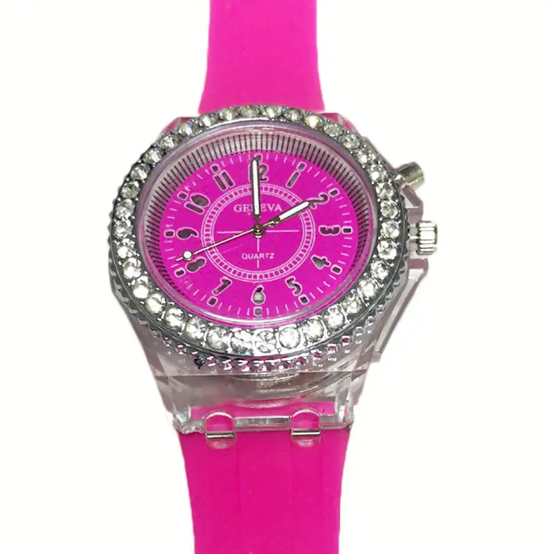 Student Transparent Electronic Watch Men's and Women's Neutral Trendy Quartz Luminous Waterproof Sports Watch Geneva Silicone Watch