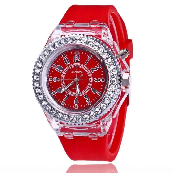 Student Transparent Electronic Watch Men's and Women's Neutral Trendy Quartz Luminous Waterproof Sports Watch Geneva Silicone Watch