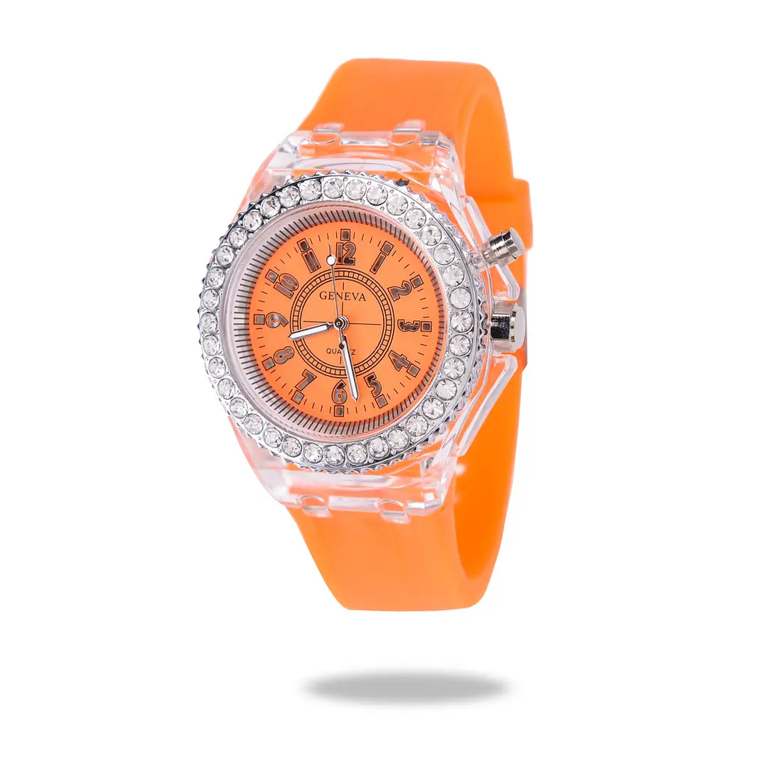 Student Transparent Electronic Watch Men's and Women's Neutral Trendy Quartz Luminous Waterproof Sports Watch Geneva Silicone Watch