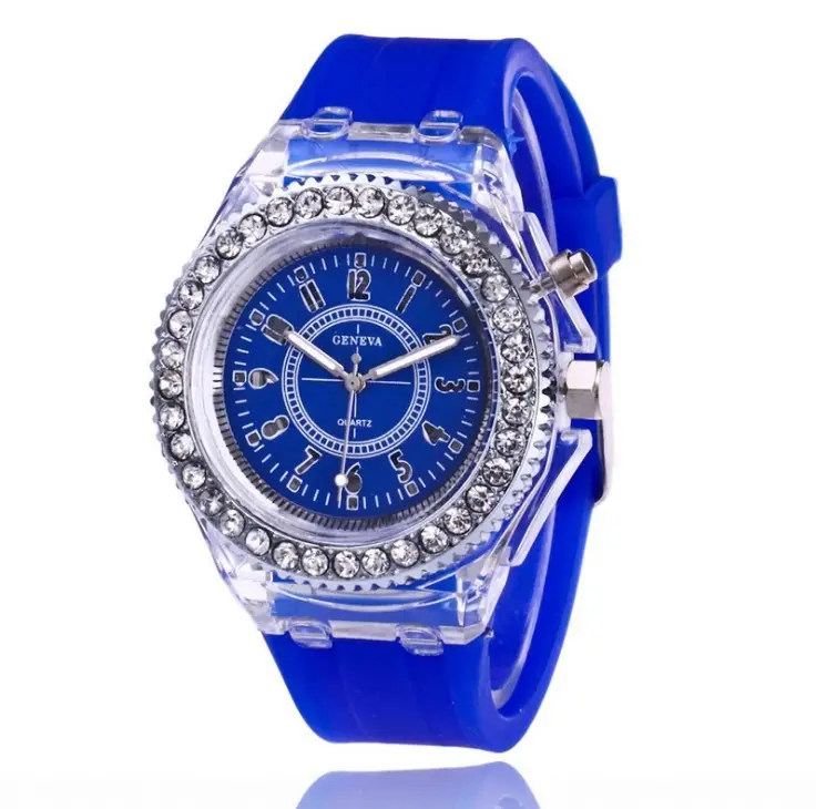 Student Transparent Electronic Watch Men's and Women's Neutral Trendy Quartz Luminous Waterproof Sports Watch Geneva Silicone Watch