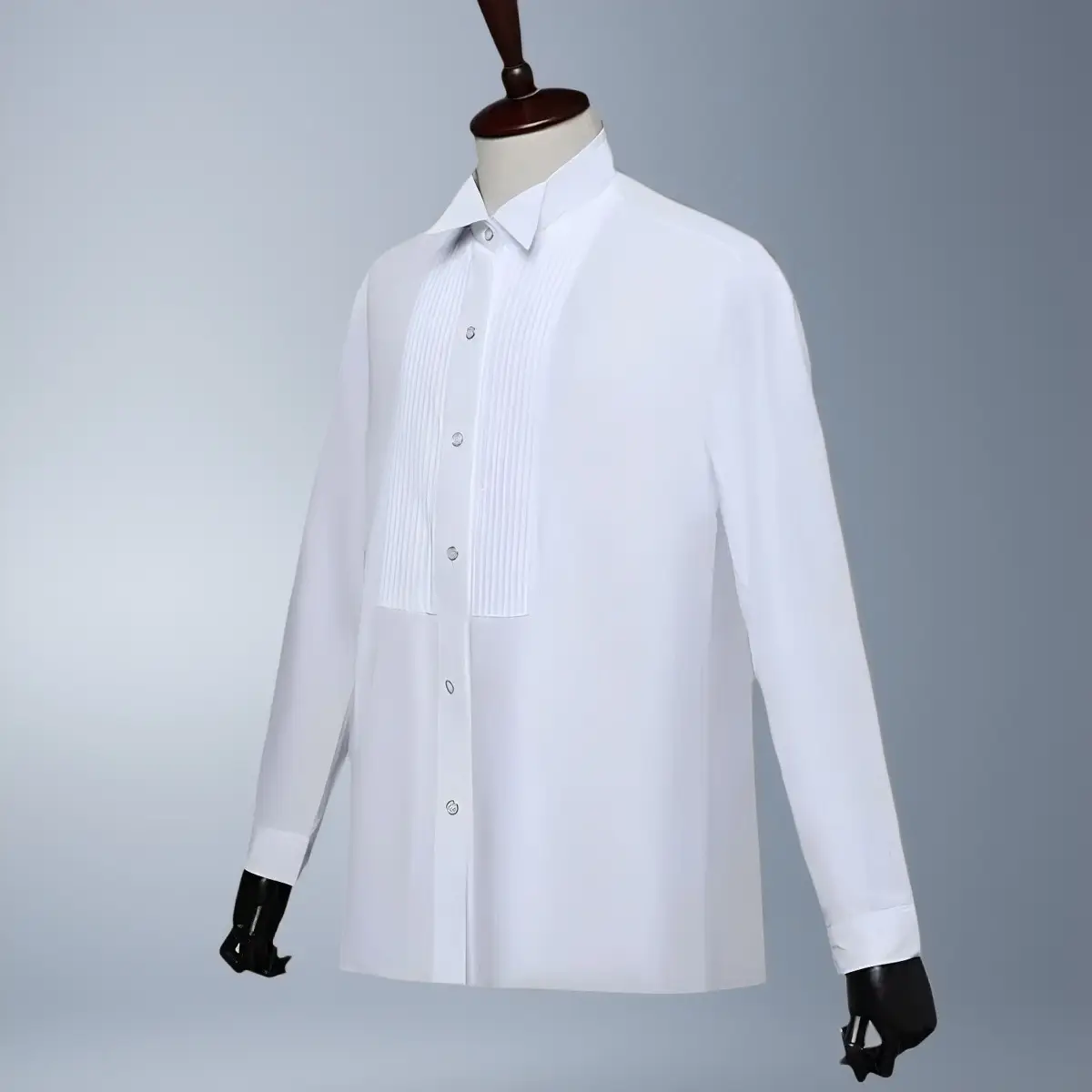 Men's White Short Sleeve Shirt with Red Bow Tie — feature 15