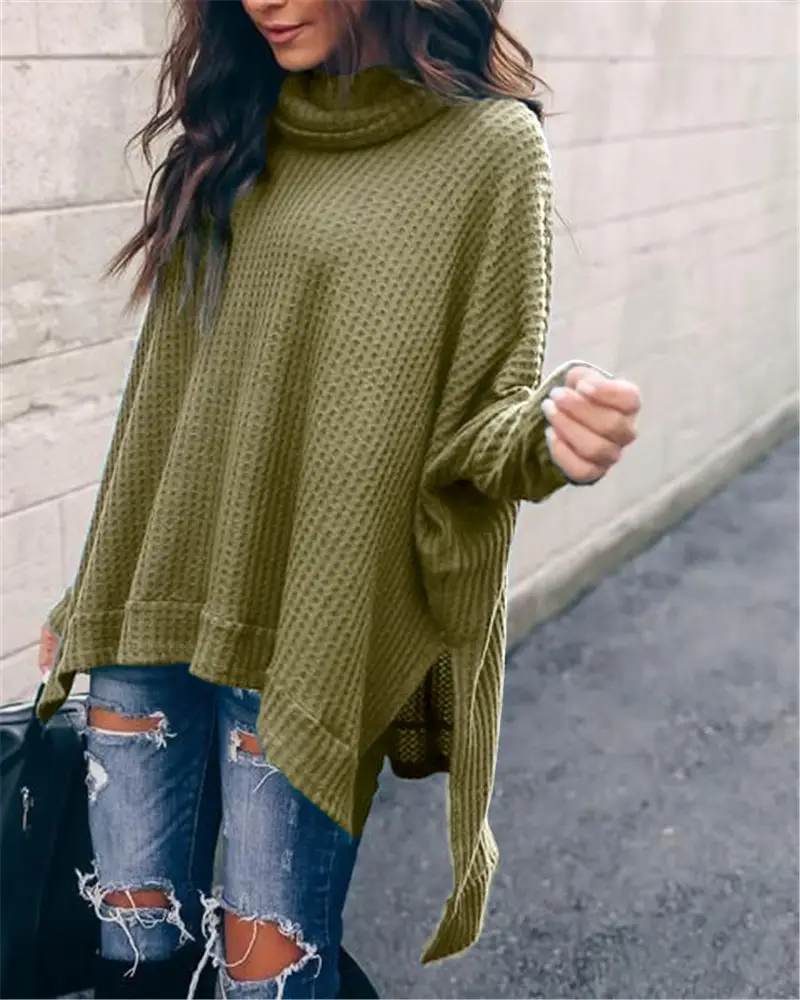 Women Turtleneck Long Sleeve Knitwear Maroon 2019 - Image 8