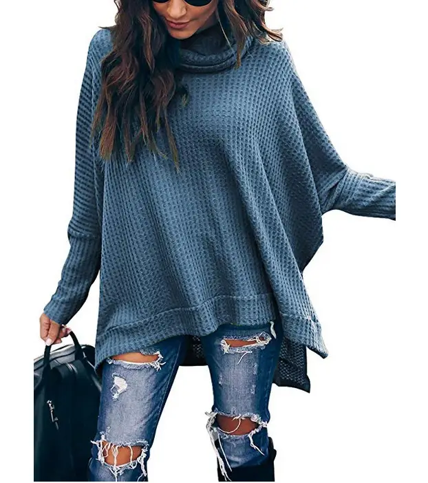 Women Turtleneck Long Sleeve Knitwear Maroon 2019 - Image 5