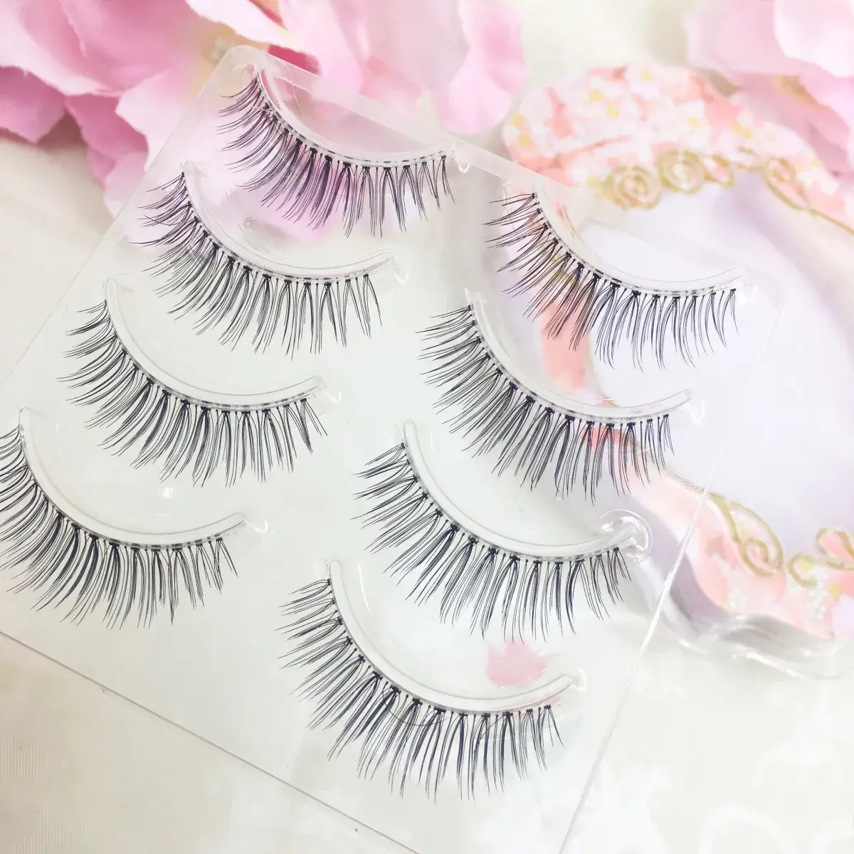 4 Pairs Japanese False Eyelashes Transparent Stem Simulation - Image 2