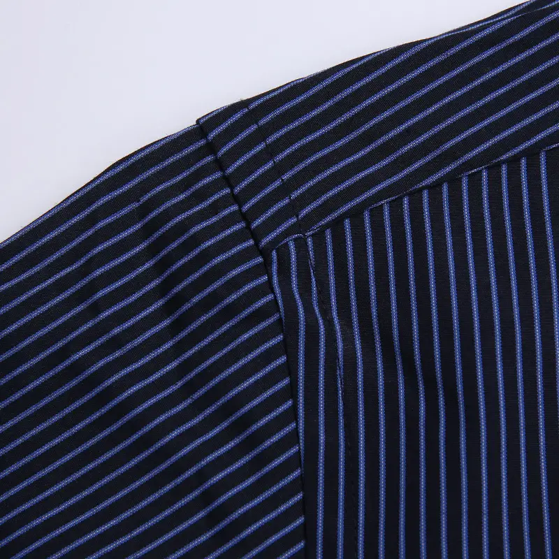 Men Blue Striped Long Sleeve Shirt Plus Size - Image 13