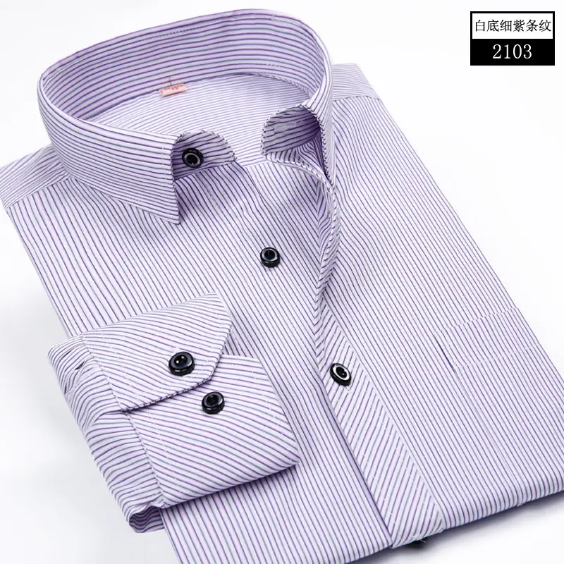 Men Blue Striped Long Sleeve Shirt Plus Size - Image 2