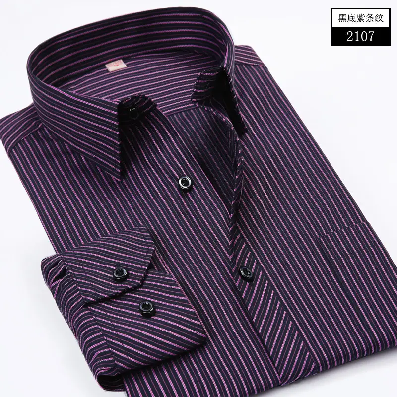 Men Blue Striped Long Sleeve Shirt Plus Size - Image 5