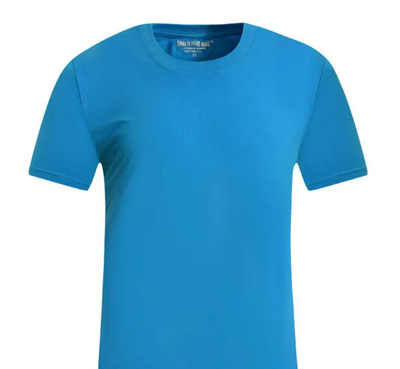 Light Blue Cotton T-Shirt with Custom LOGO — feature 11