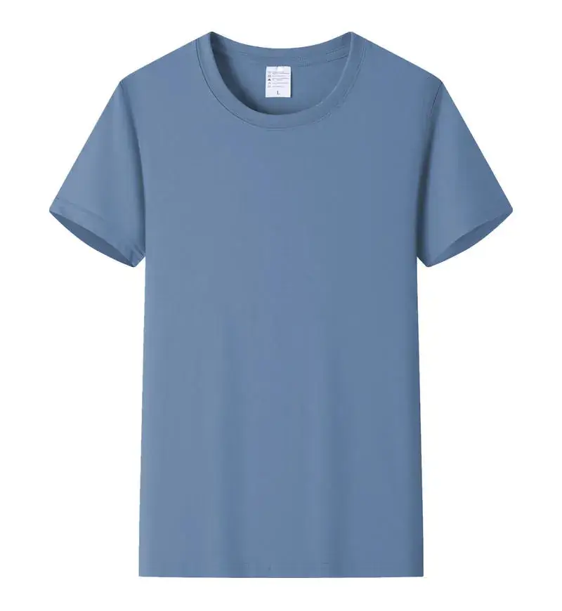 Light Blue Cotton T-Shirt with Custom LOGO - Image 18