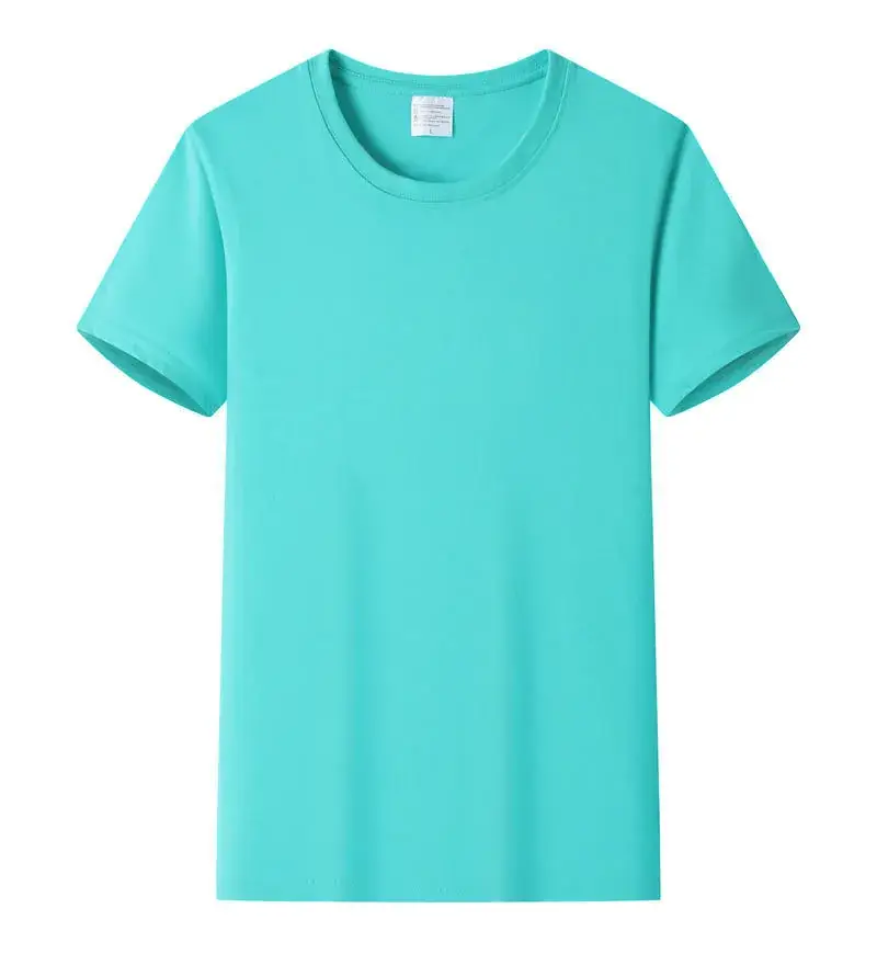 Light Blue Cotton T-Shirt with Custom LOGO - Image 19