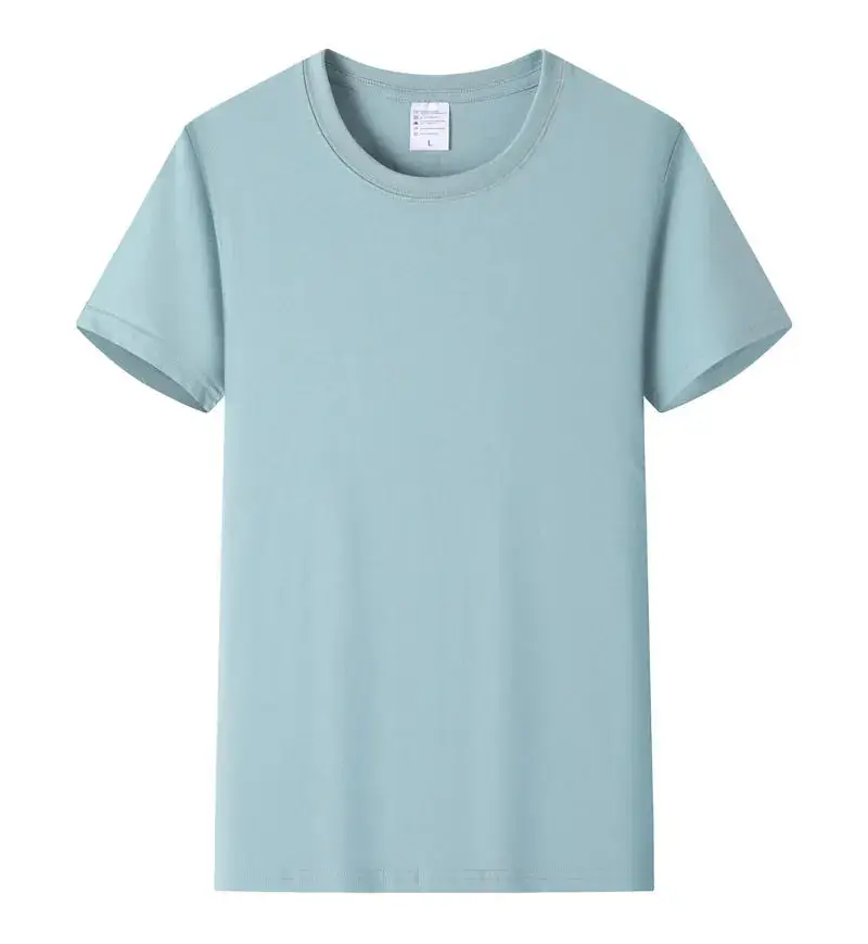 Light Blue Cotton T-Shirt with Custom LOGO - Image 22