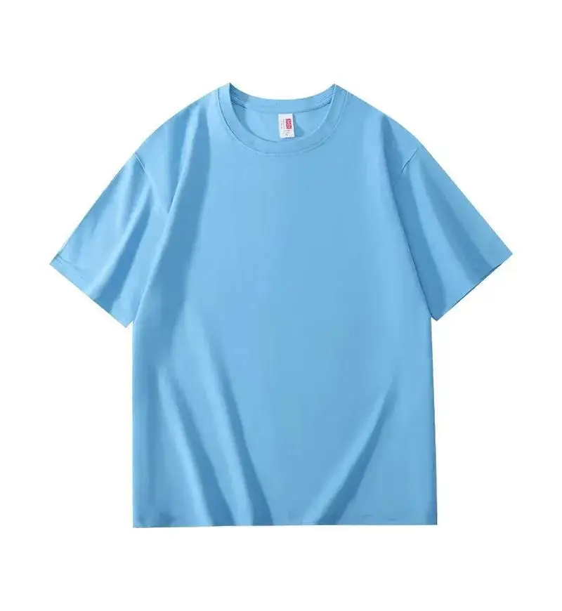 Light Blue Cotton T-Shirt with Custom LOGO - Image 8