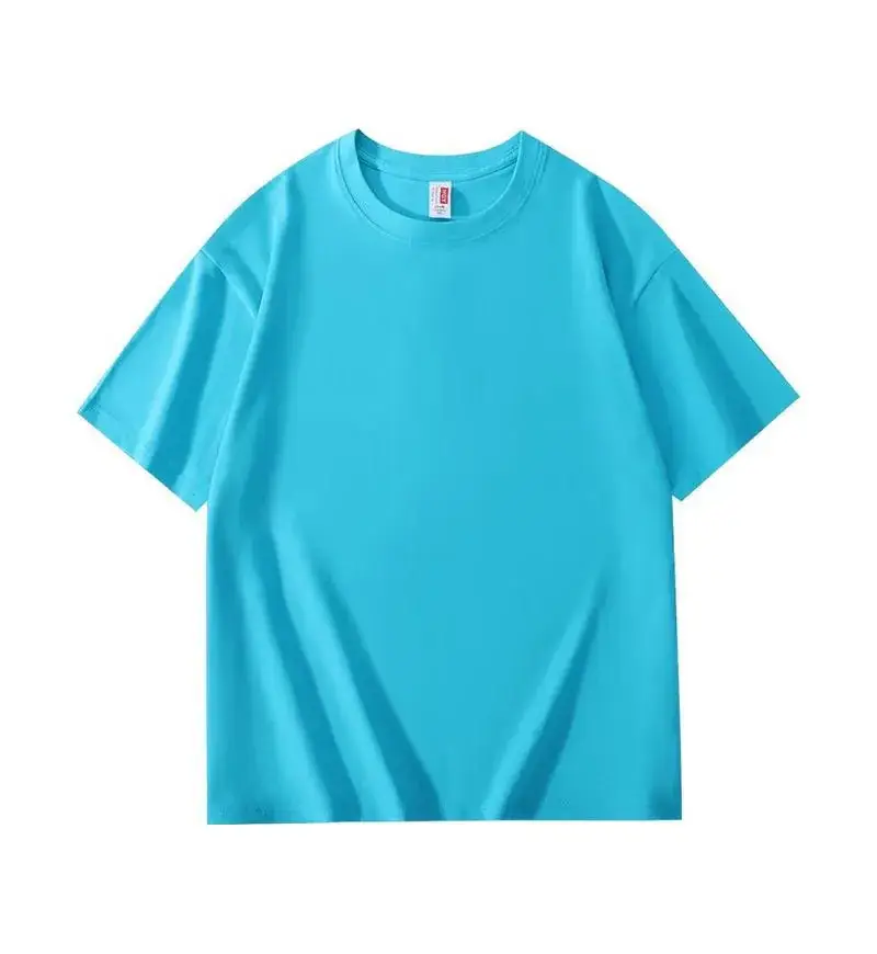 Light Blue Cotton T-Shirt with Custom LOGO - Image 9