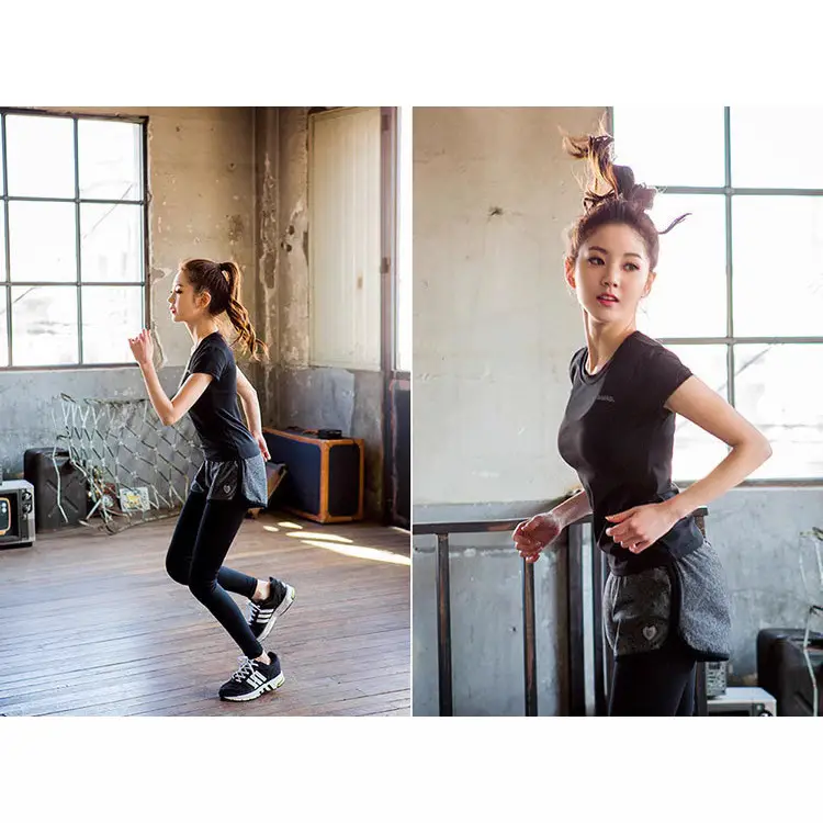 Korean Fit Slim Fit Yoga Top Black Grey - Image 3