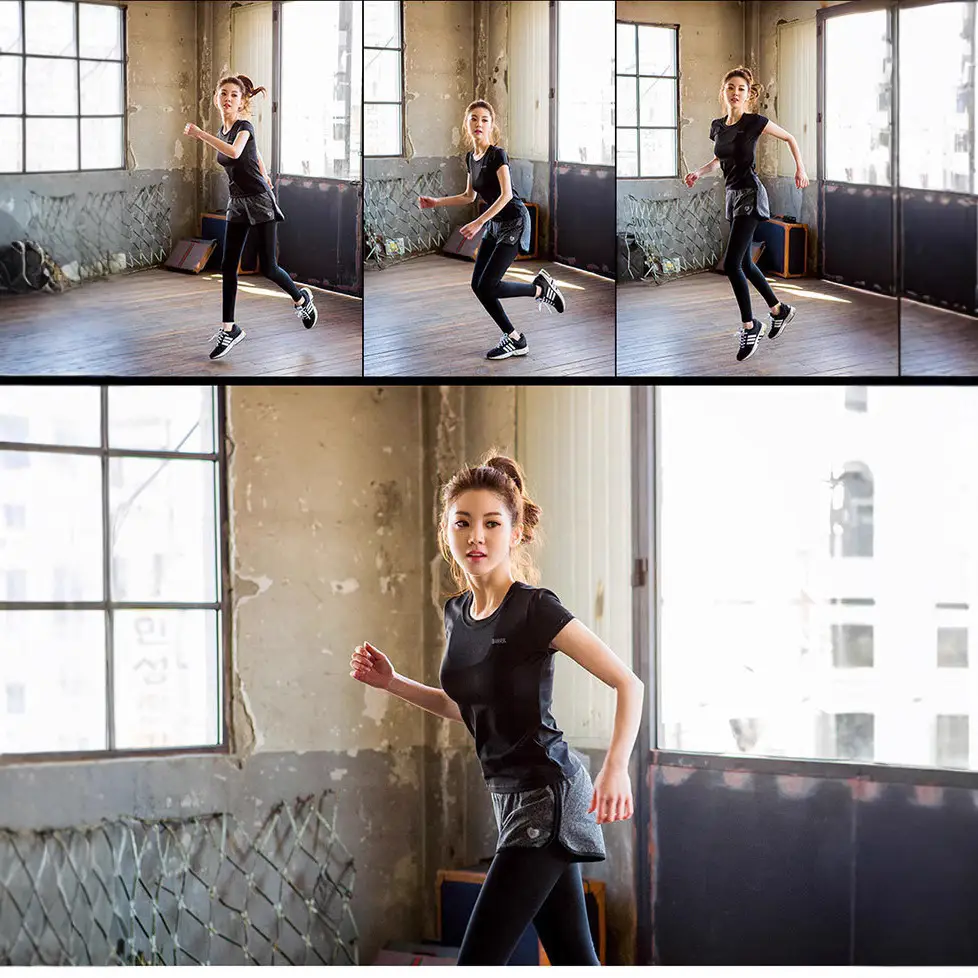 Korean Fit Slim Fit Yoga Top Black Grey - Image 4