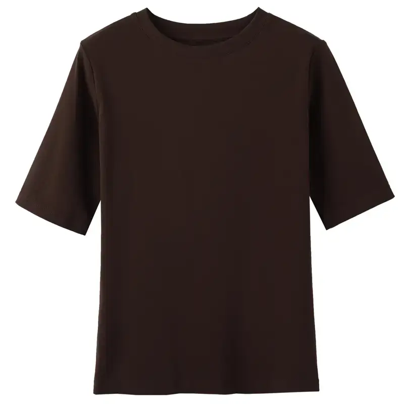 Women Green Round Neck Mid Sleeve T-Shirt 2022 Summer - Image 6
