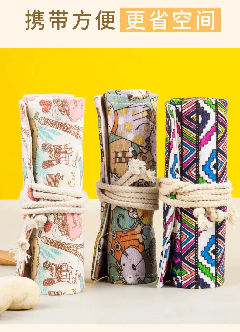 Large Capacity Pen Curtain Children Color Cartoon Pencil Storage Bag Simple Fabric Printing Black Finishing Special Pencil Bag — feature 10