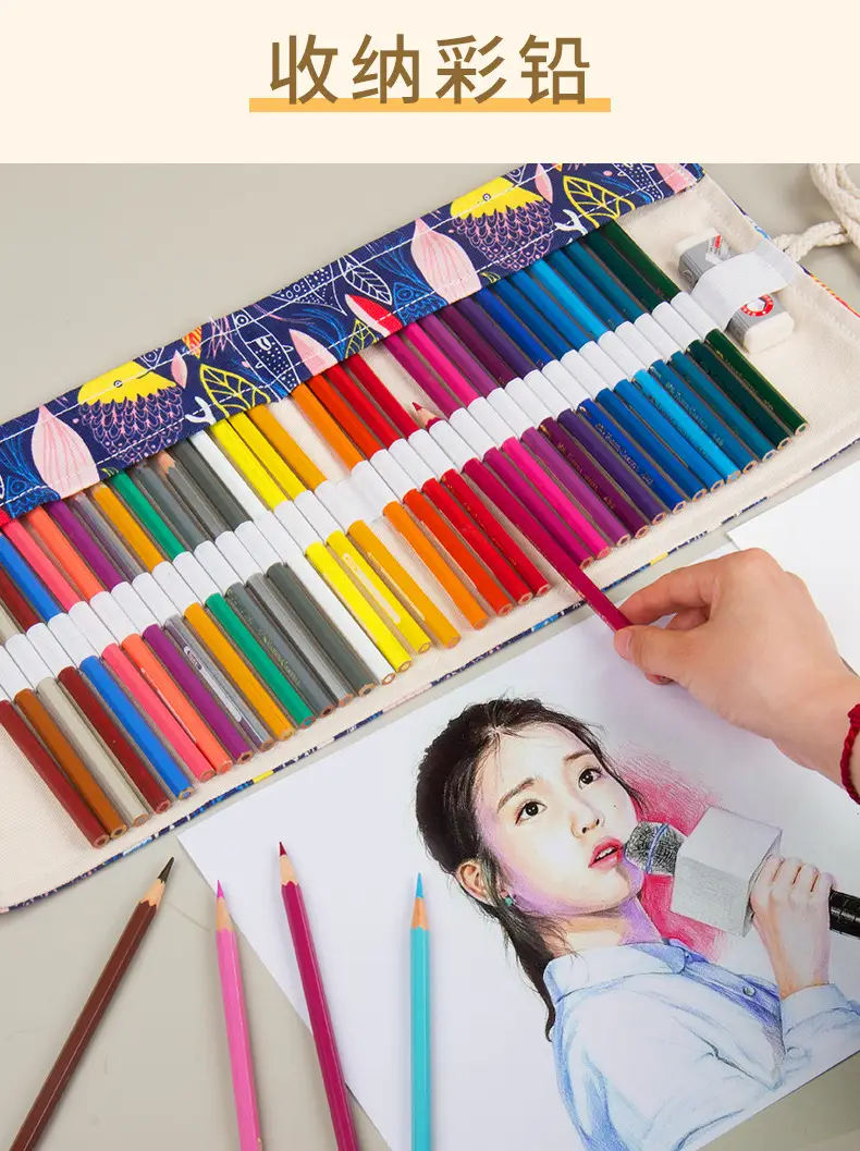 Large Capacity Pen Curtain Children Color Cartoon Pencil Storage Bag Simple Fabric Printing Black Finishing Special Pencil Bag — feature 11