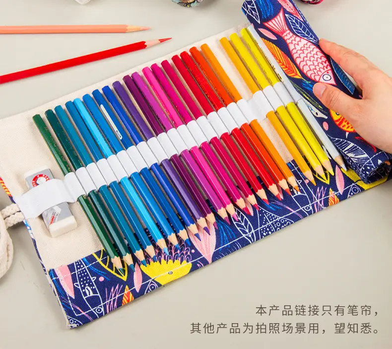 Large Capacity Pen Curtain Children Color Cartoon Pencil Storage Bag Simple Fabric Printing Black Finishing Special Pencil Bag — feature 3