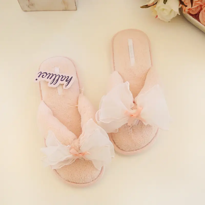 Women Velvet Slip-On Bow Flats Grey - Image 5