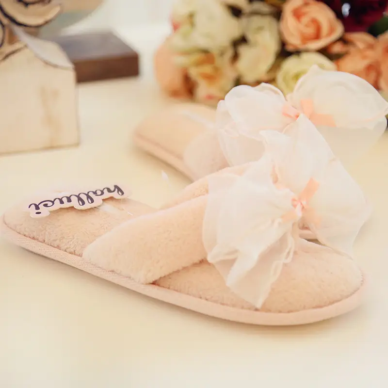 Women Velvet Slip-On Bow Flats Grey - Image 6