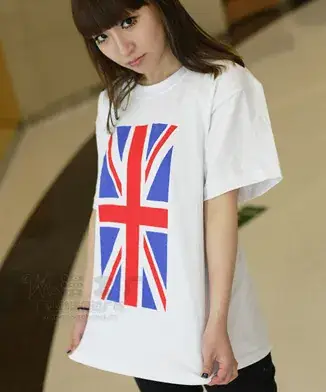 White Korean Flag T-Shirt for Girls Sweet British Design - Image 4