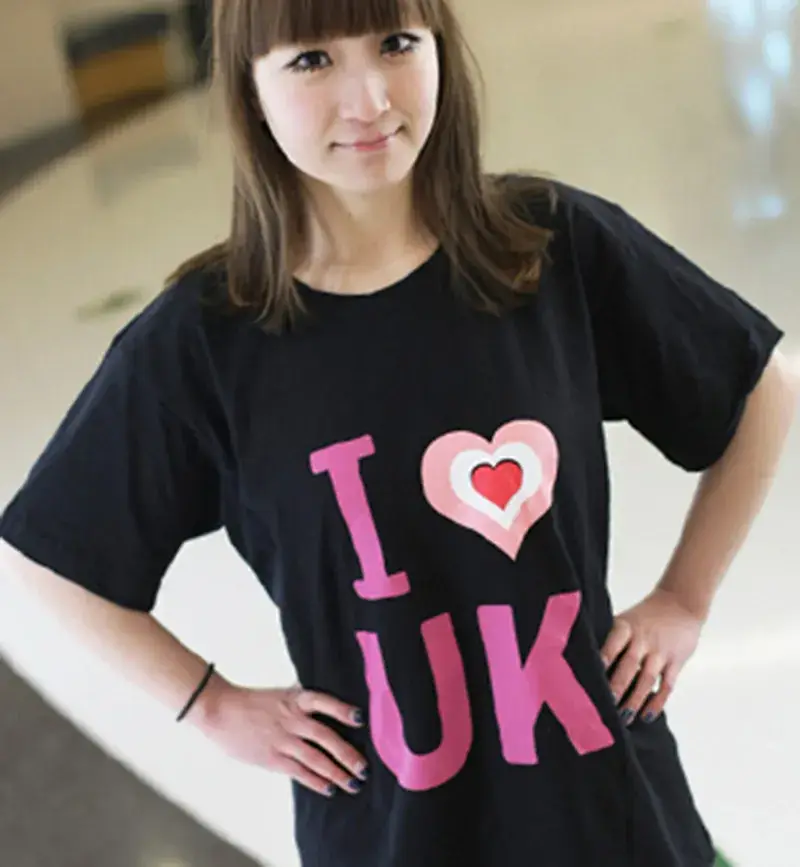 White Korean Flag T-Shirt for Girls Sweet British Design - Image 5