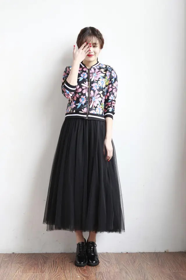 Spring Mesh Puffy Long Skirt Large Swing Midi — feature 25