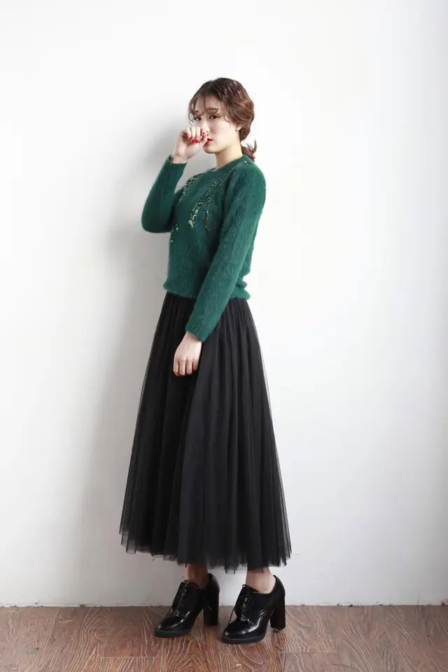 Spring Mesh Puffy Long Skirt Large Swing Midi — feature 27