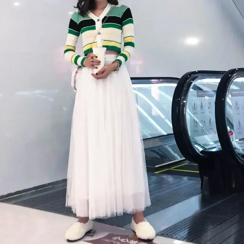 Spring Mesh Puffy Long Skirt Large Swing Midi - Image 2