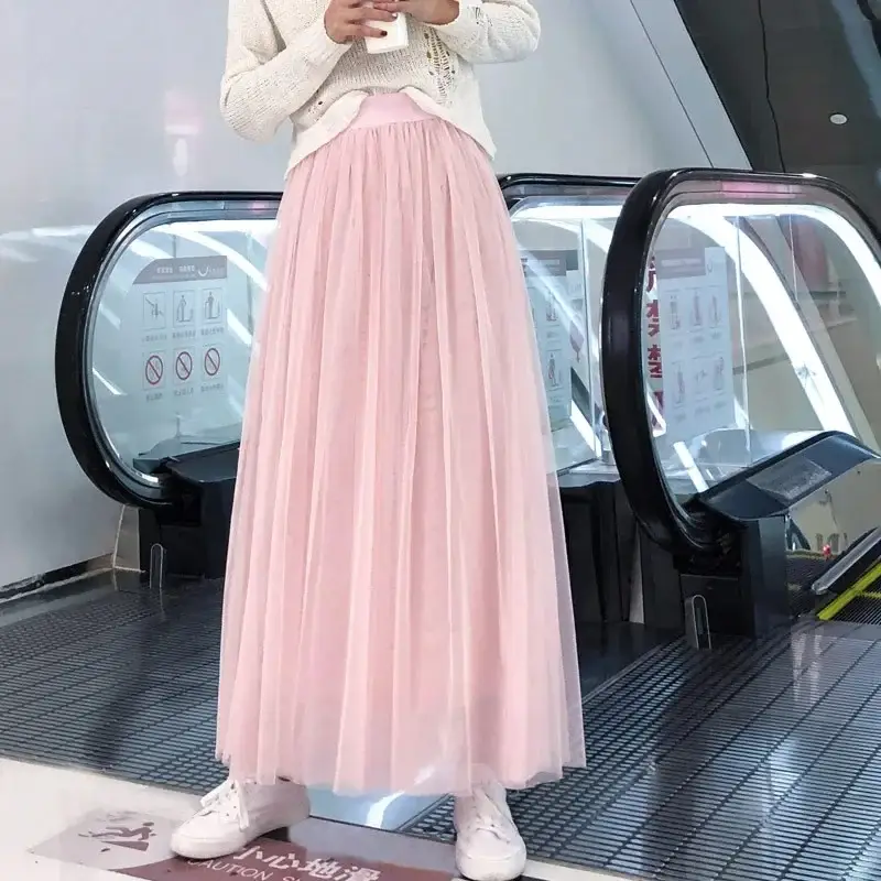 Spring Mesh Puffy Long Skirt Large Swing Midi - Image 20